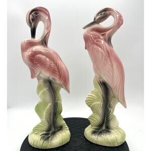 Stunning Pair Of Vintage Stewart B McCulloch Pink Egrets Figurines